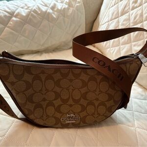 Coach Tan and Brown Logo Shoulder Bag